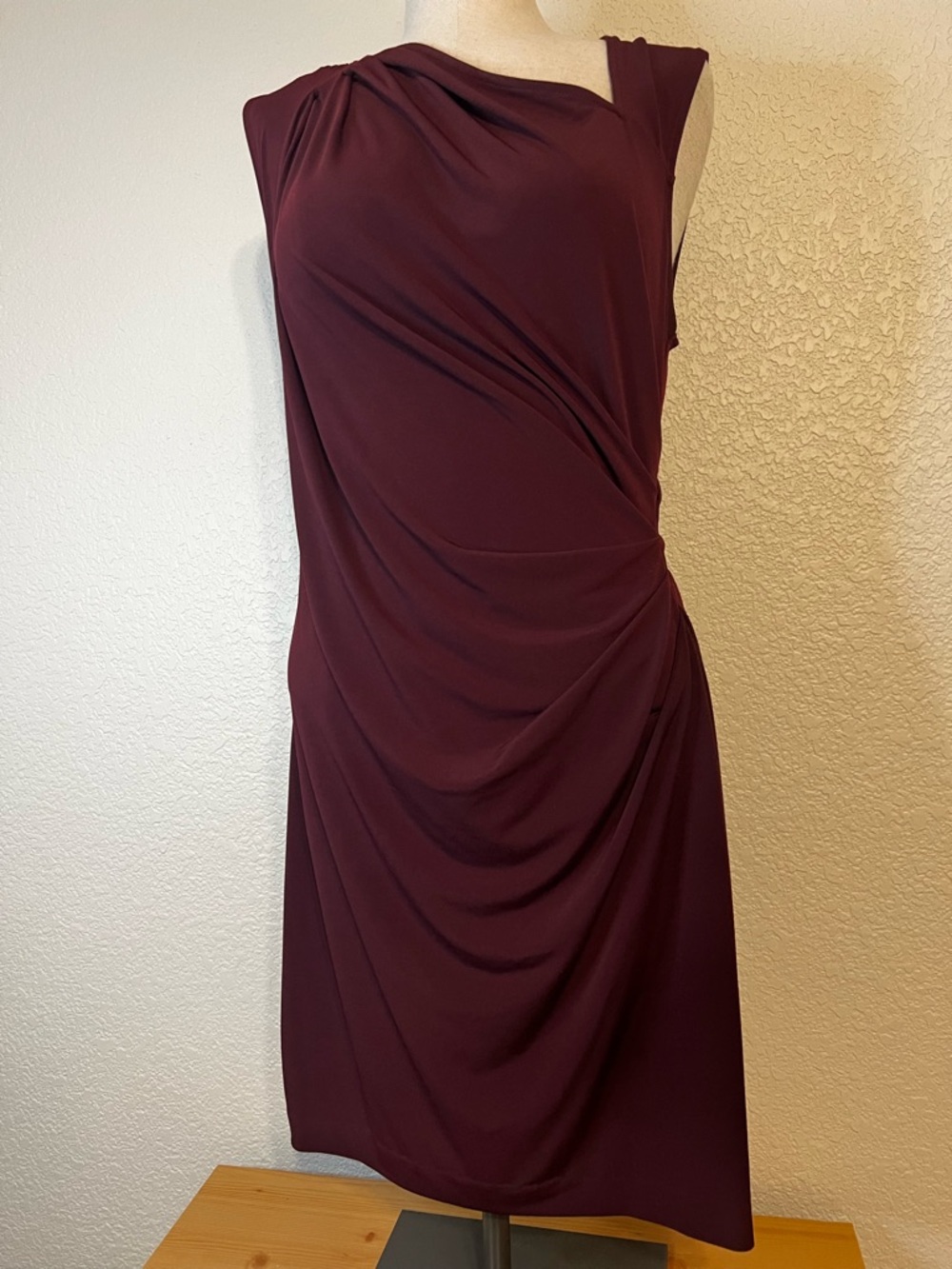 Victoria's Secret Sleeveless Draped Dress in Burgundy